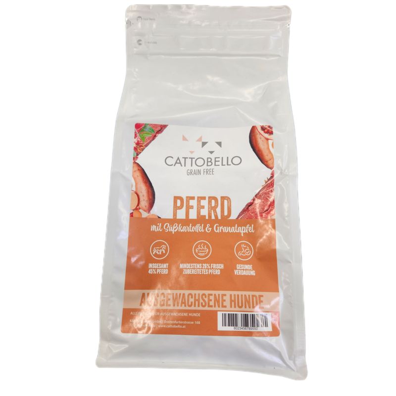Cattobello Hund Adult Pferd mit Süßkartoffel und Granatapfel