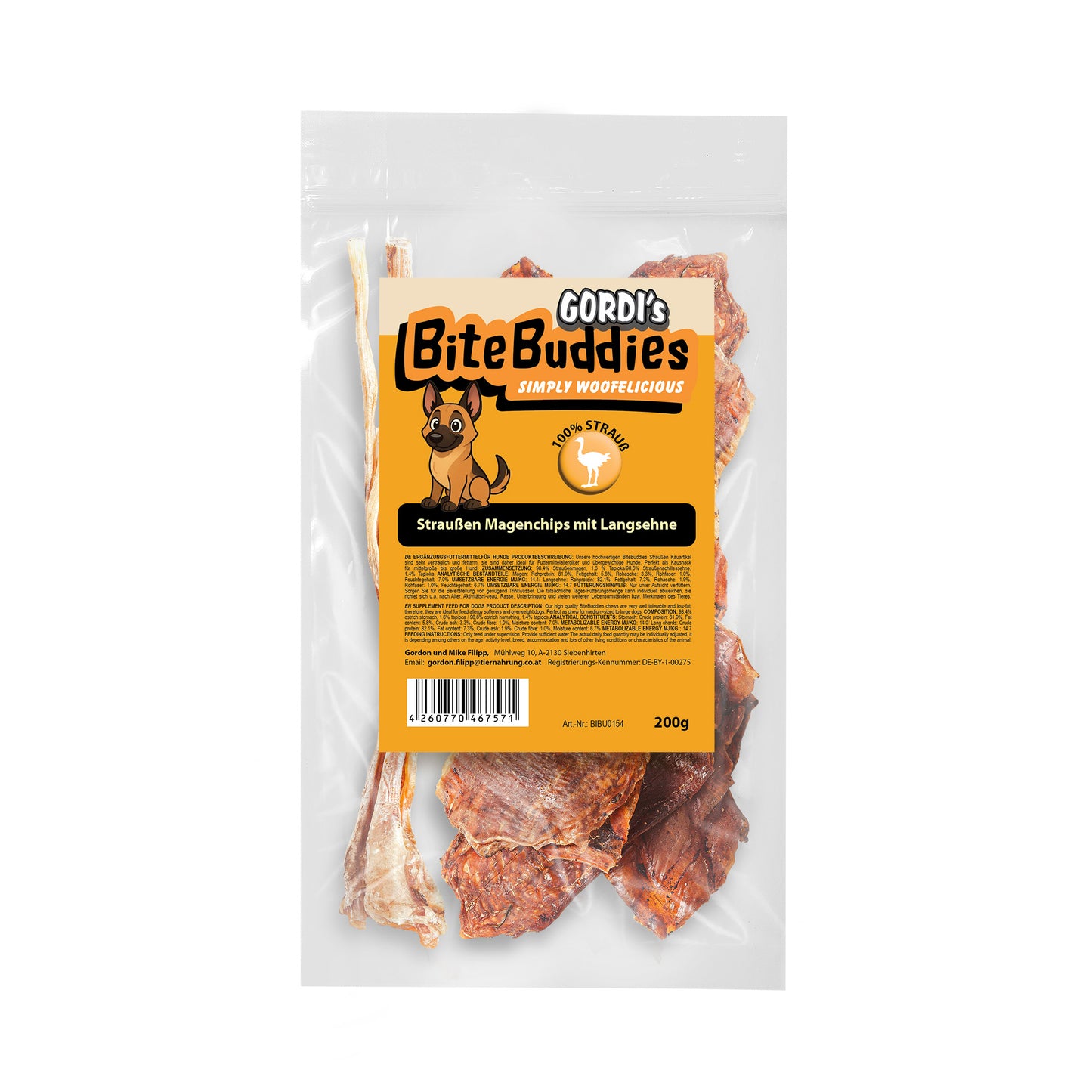 Gordi's Straussen Magenchips mit Langsehne 200g