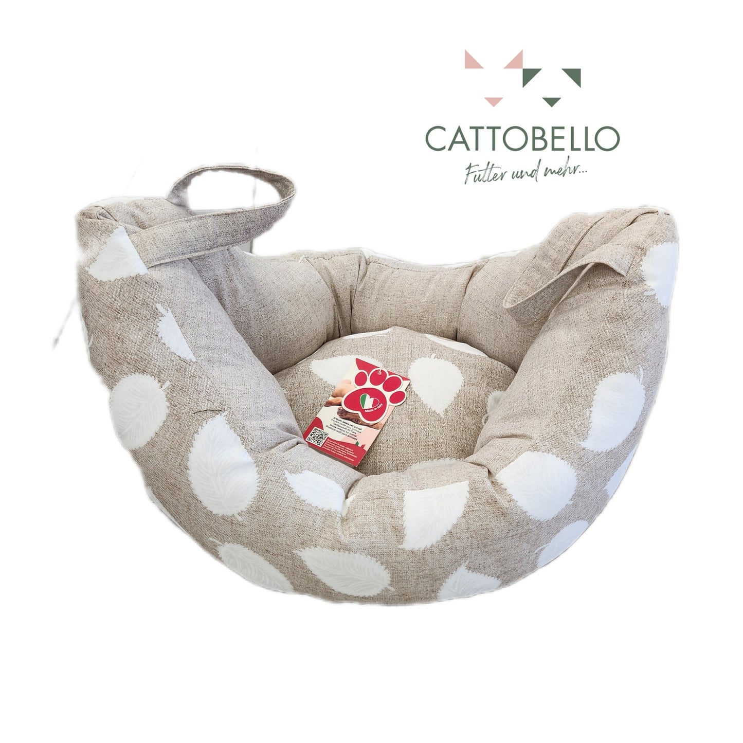 Bett grau mit weissem Druck