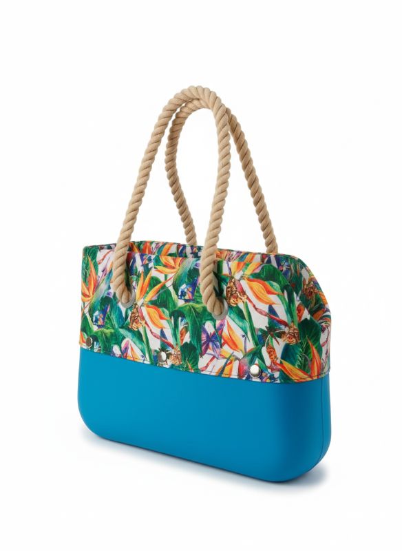 Hundetasche Flower für kleine Hunde blau gemustert