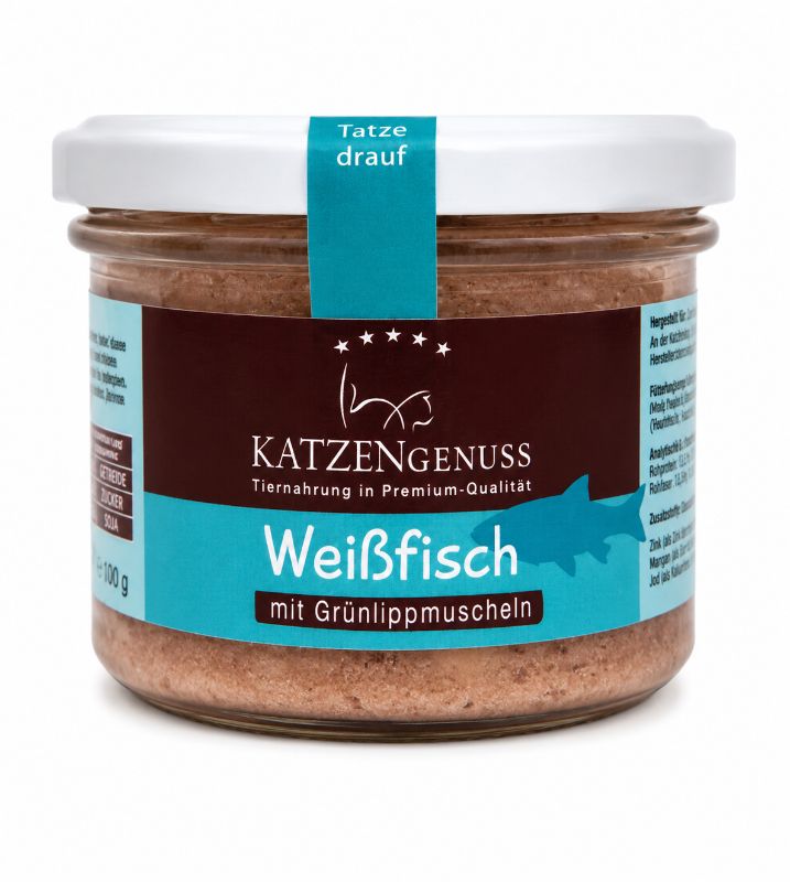 Katzengenuss Weißfisch mit Grünlippmuscheln