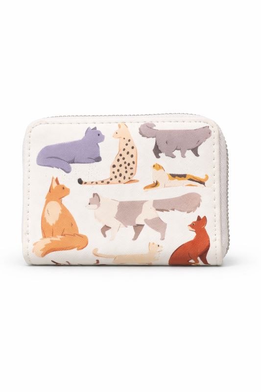 Kleine Börse mit Katzenmotiv weiss