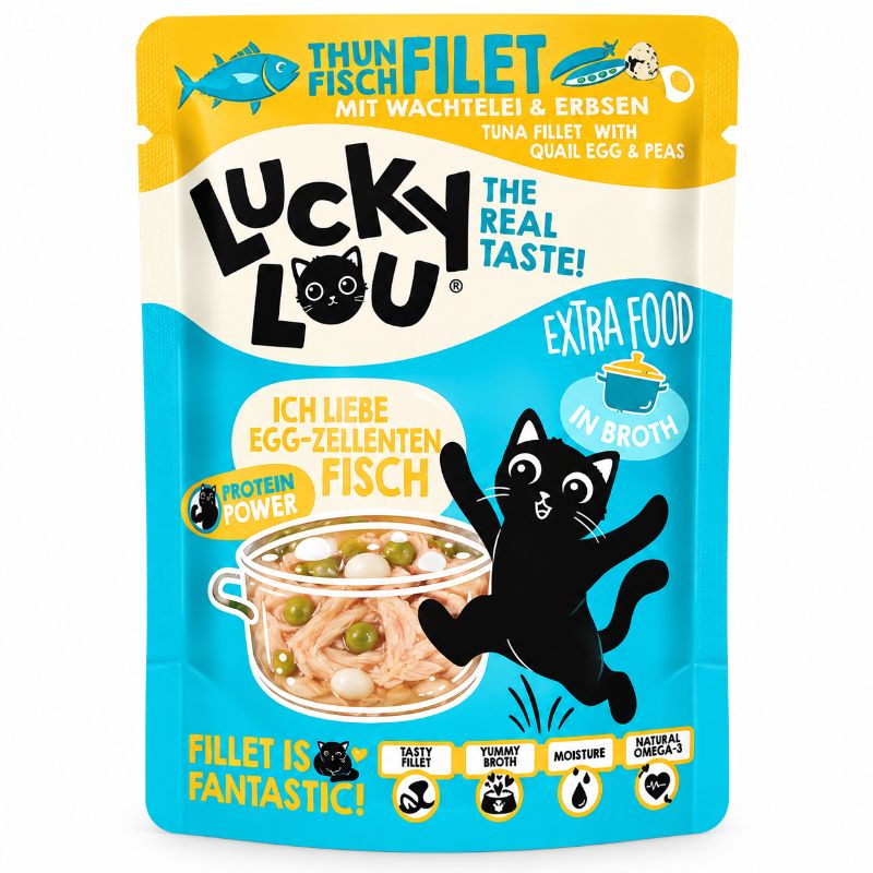 Lucky Lou Thunfischfilet mit Wachtelei in Saft 70g