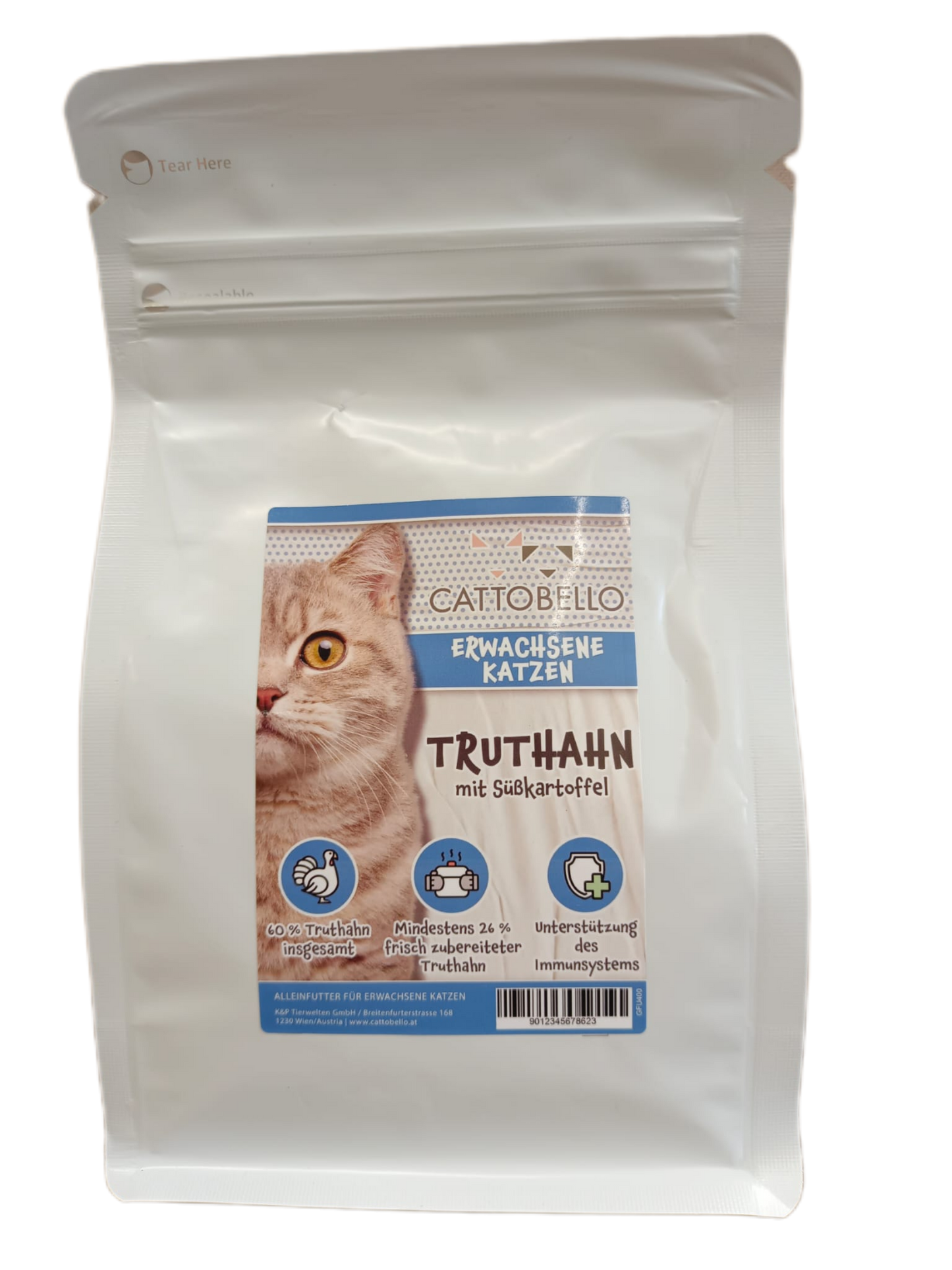 Cattobello Truthahn mit Süßkartoffeln für Katzen Adult