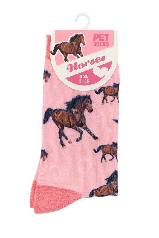 Socken Pferd rosa mit Pferdemotiv für Menschen