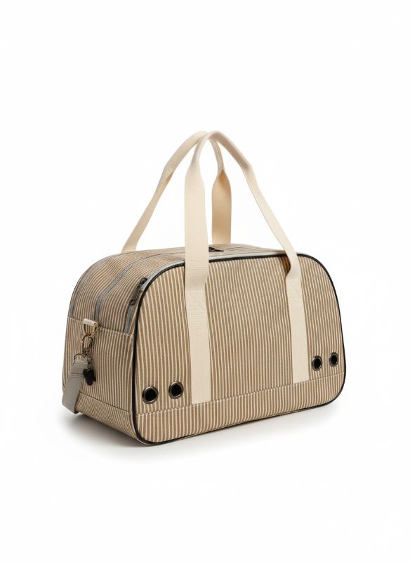 Tasche beige gestreift für Hunde und Katzen