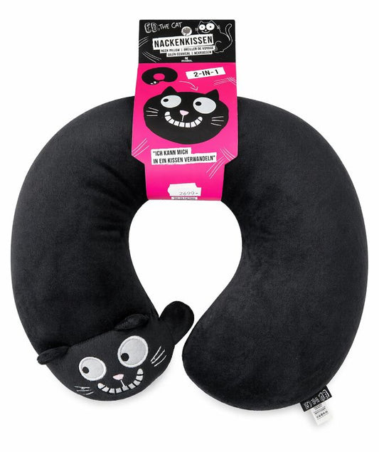 2 in 1 Nackenkissen Ed the Cat schwarz