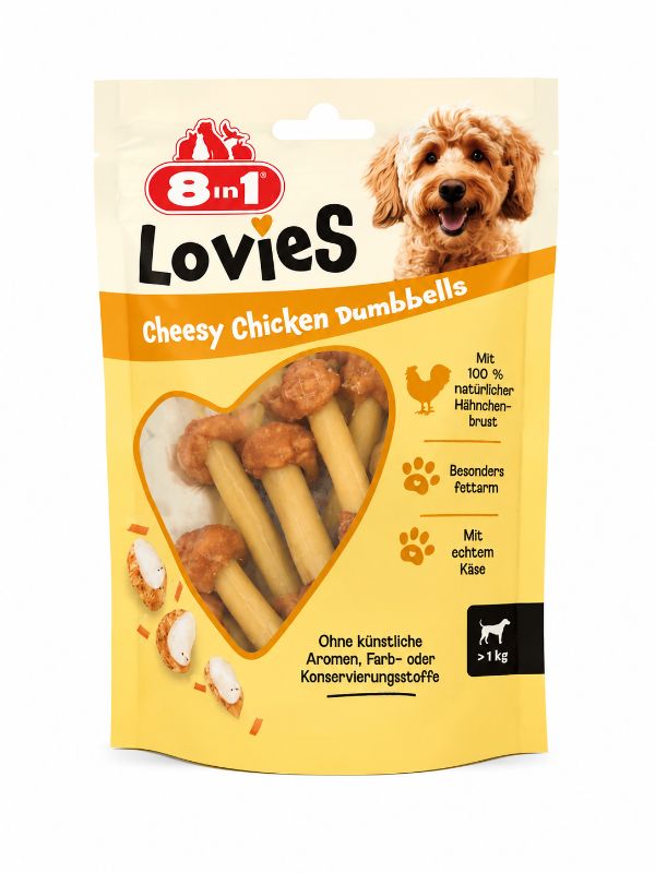 8in1 Lovies Hähnchen-Hanteln mit Käse