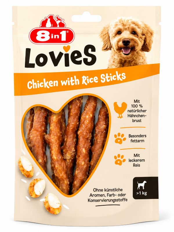 8in1 Lovies Hähnchen-Sticks mit Reis