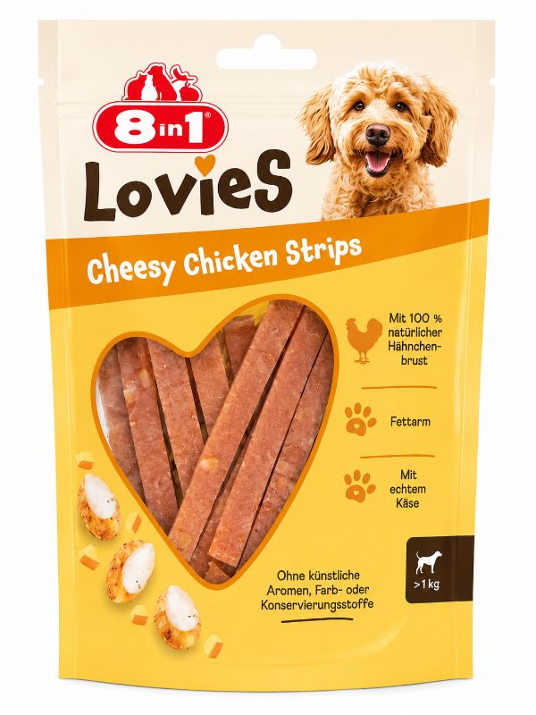 8in1 Lovies Hähnchen-Streifen mit Käse