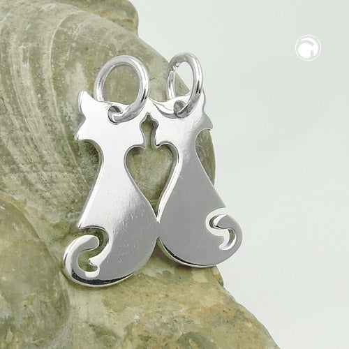 Anhänger „Doppelte Katzen“ aus 925er Silber – Symbol für Freundschaft & Liebe
