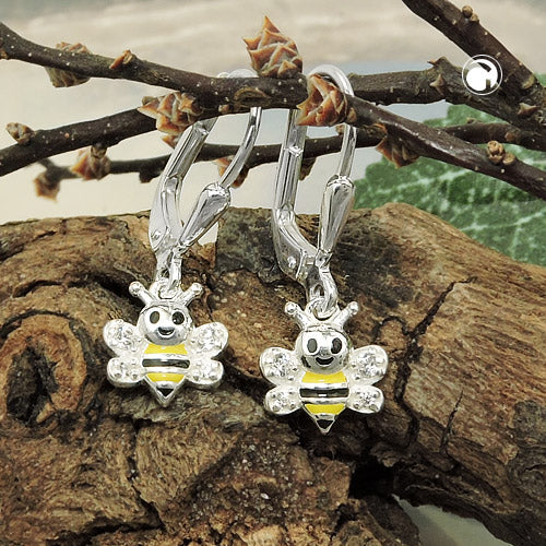 Ohrhänger „Biene mit Zirkonia“ aus 925er Silber – strahlend, detailreich & voller Lebensfreude