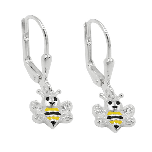 Ohrhänger „Biene mit Zirkonia“ aus 925er Silber – strahlend, detailreich & voller Lebensfreude