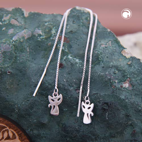 Durchzieher-Ohrring „Katze“ aus 925er Silber – verspielt, elegant & stilvoll gefertigt