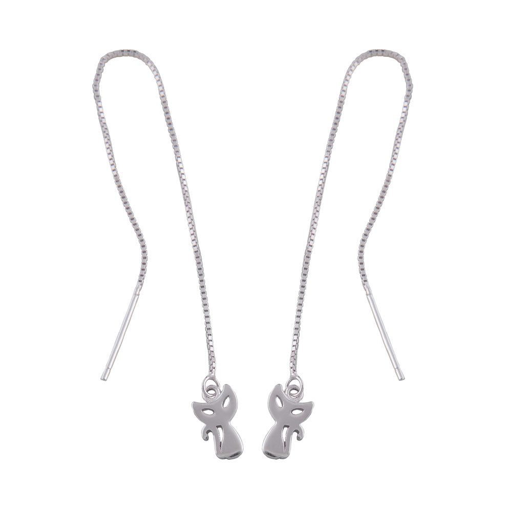 Durchzieher-Ohrring „Katze“ aus 925er Silber – verspielt, elegant & stilvoll gefertigt
