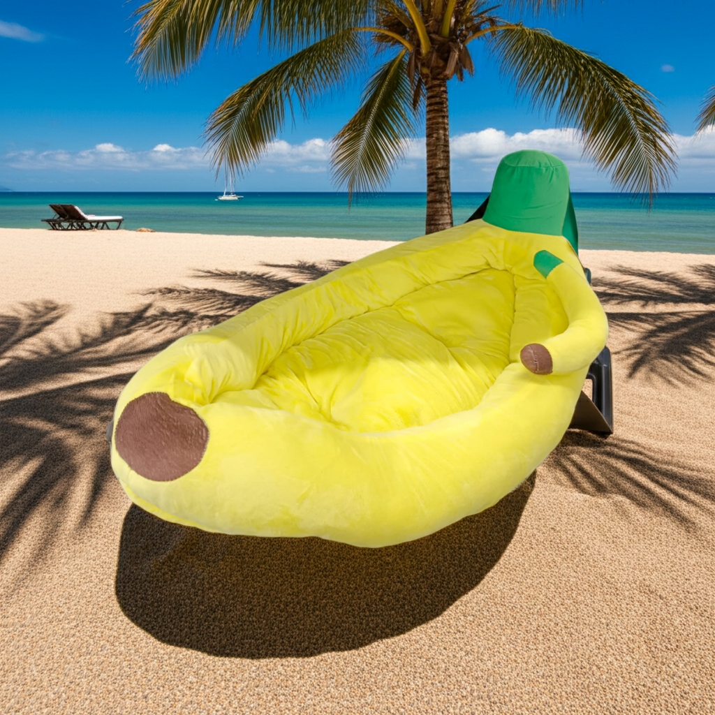 Bett Banane mit Palmen gelb plüsch