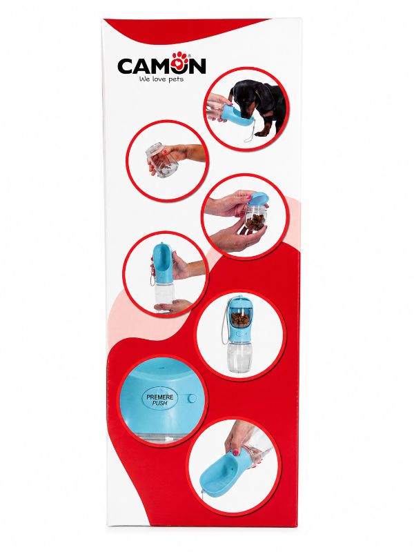 CAMON Drink & Eat – Tragbare Trinkflasche mit Snackbehälter für Hunde Anleitungen 