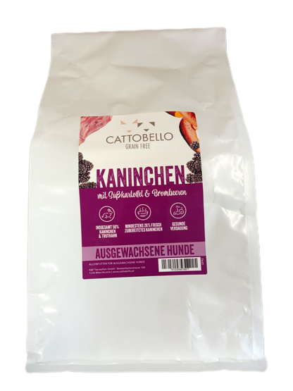 Cattobello Kaninchen mit Süsskartoffel Trockenfutter Hund