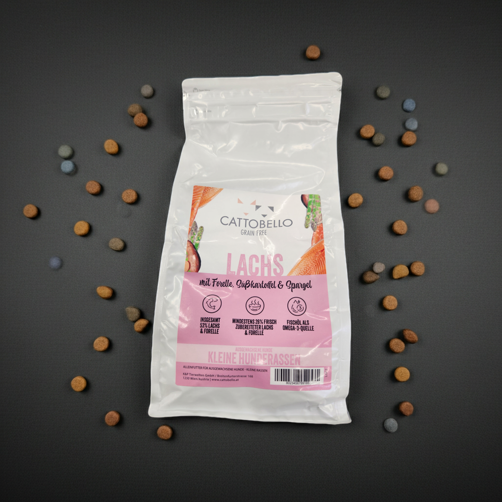 Cattobello Lachs kleine Rassen Hund Trockenfutter