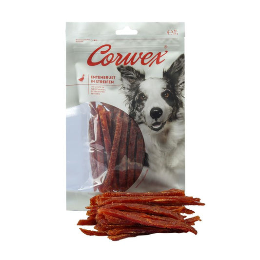 Corwex Entenbrust in Streifen Snack für Hunde