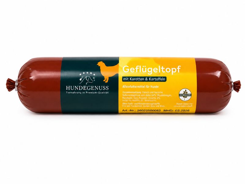 HUNDEGENUSS Geflügeltopf mit Karotten & Kartoffeln 