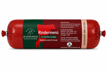Hundegenuss Rindermenü mit Karotten & Apfel