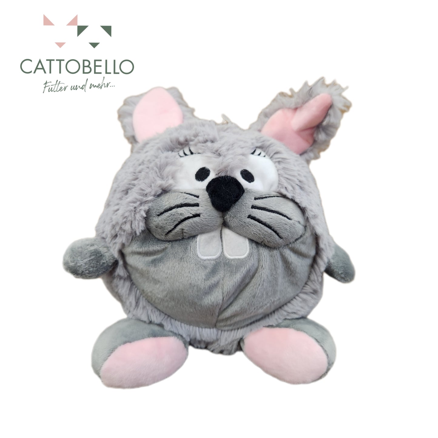 Hundespielzeug Plüschball Kaninchen grau