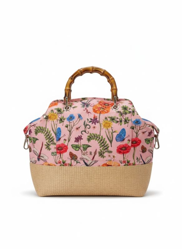 Hundetasche Flower rosa mit Blumen für kleine Hunde und Katzen 