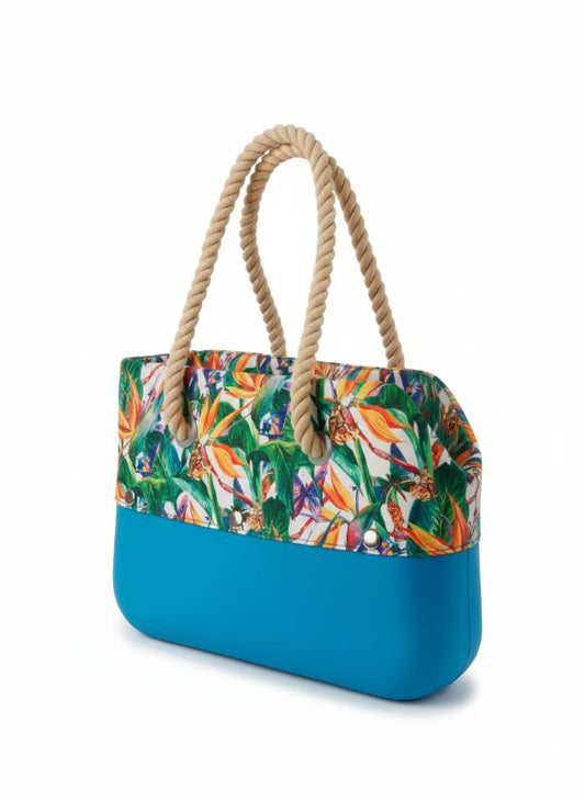 Hundetasche Flower für kleine Hunde blau gemustert 
