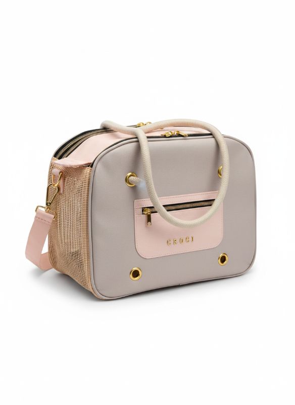 Hundetasche rosa beige für kleine Hunde und Katzen 