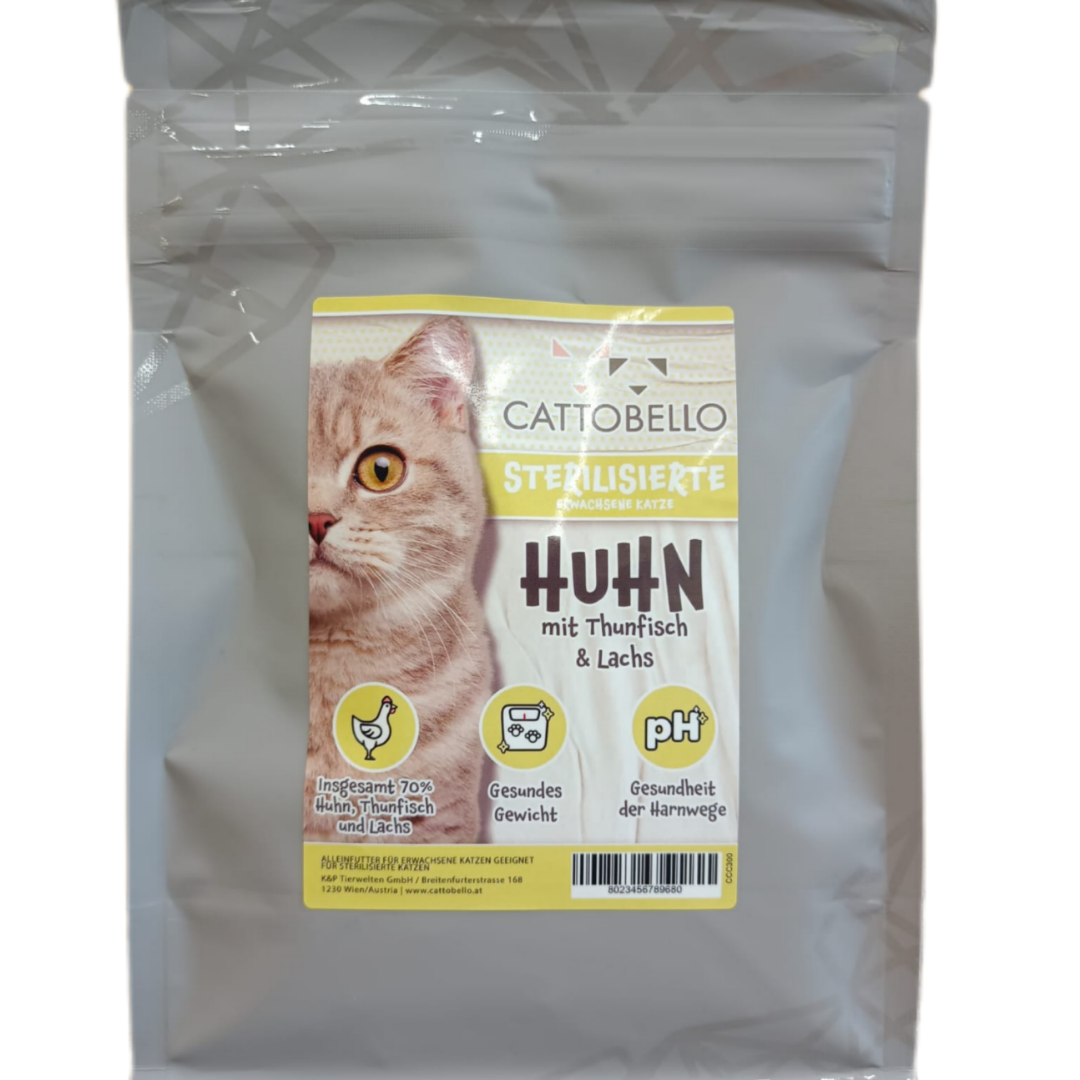 Cattobello Katze Huhn mit Thunfisch und Lachs Adult Sterilized
