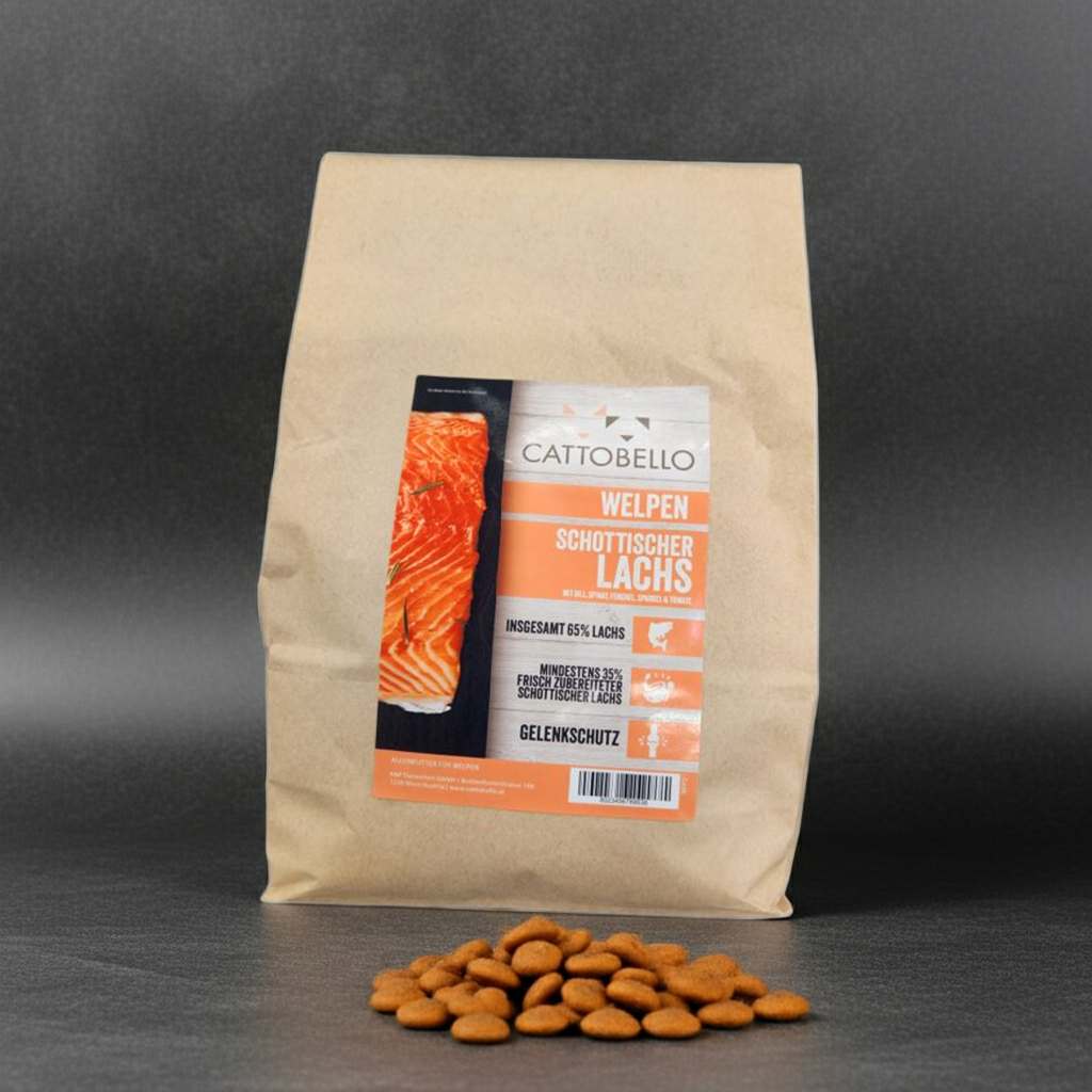 Cattobello Superfoods Schottischer Lachs mit Dill,  Spinat, Fenchel und Tomate Welpen