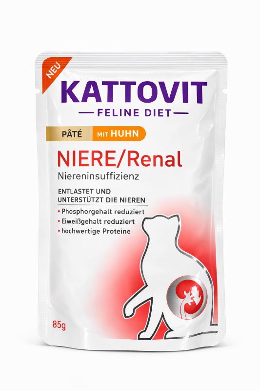 Kattovit Niere/Renal Pâté mit Huhn 85g Katzenfutter 