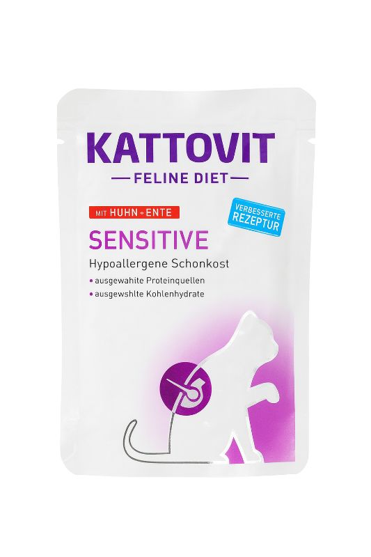 Kattovit Sensitive Huhn und Ente Katzenfutter nass Pouchbeutel