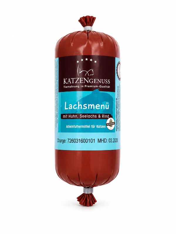 Katzengenuss Lachsmenü mit Huhn, Seelachs & Rind