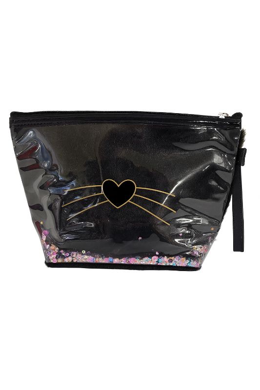 Kosmetiktasche Katzenmotiv schwarz