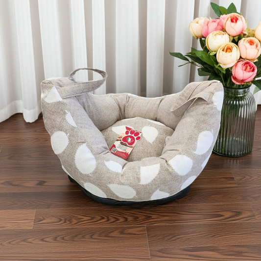 Bett für kleine Hunde und Katzen grau mit weissem Druck