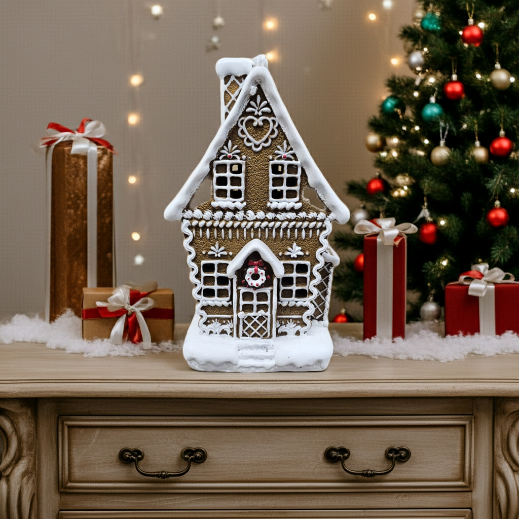 Lebkuchenhaus weihnachtlich mit Licht