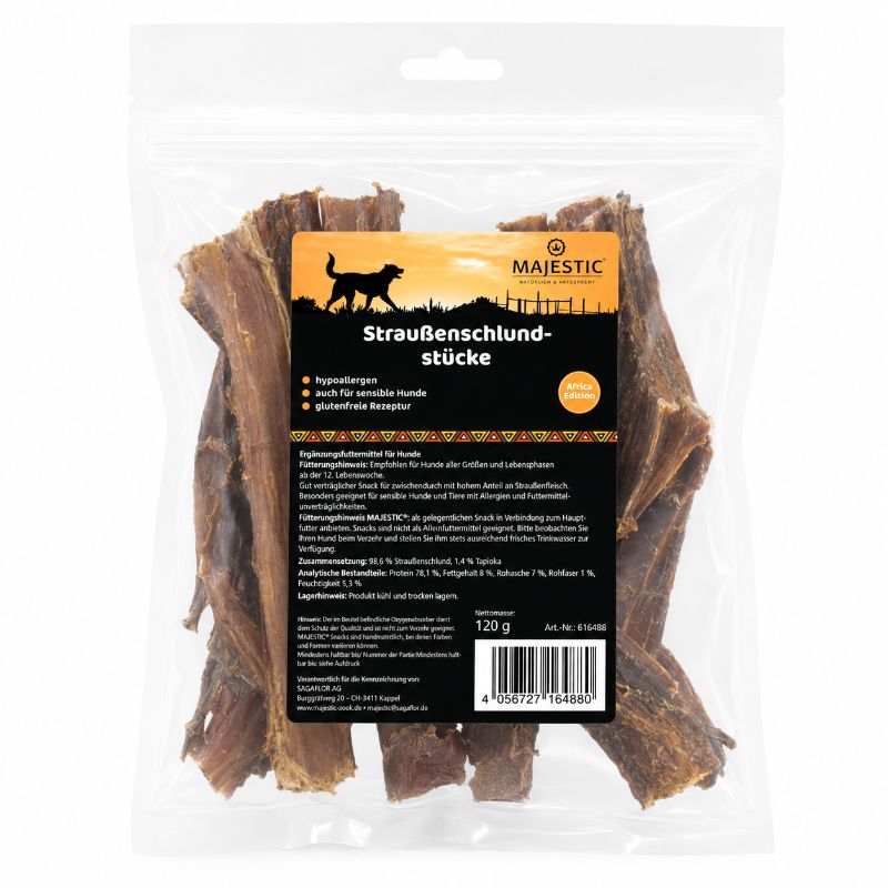 MAJESTIC Straußenschlundstücke – 120 g