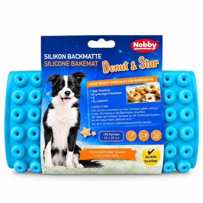 Nobby Silikon-Backmatte Donut & Star blau