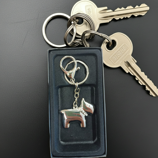 Schlüsselanhänger Hund Metall glänzend