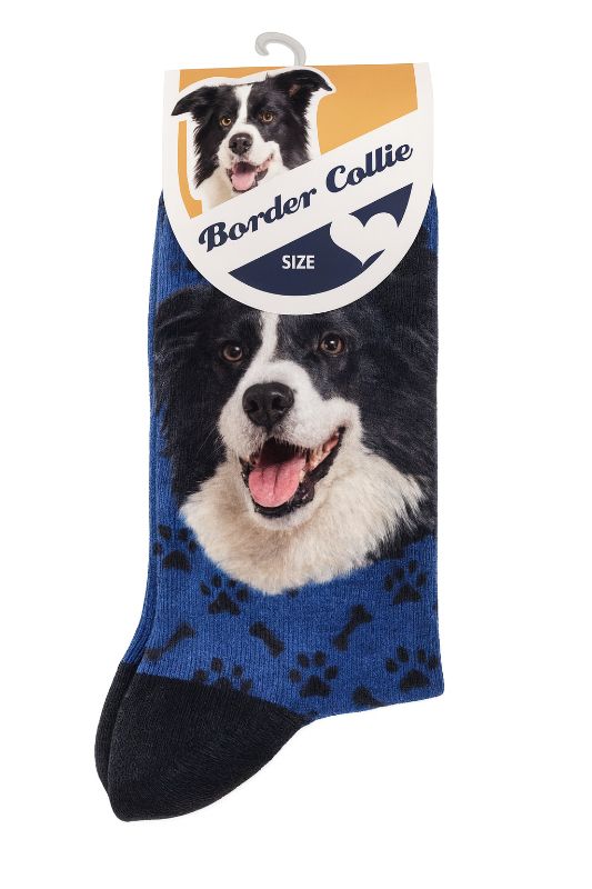 Socken Border Collie dunkelblau für Menschen mit Motiv