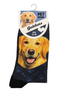 Socken Golden Retriever dunkel mit Hundegesicht