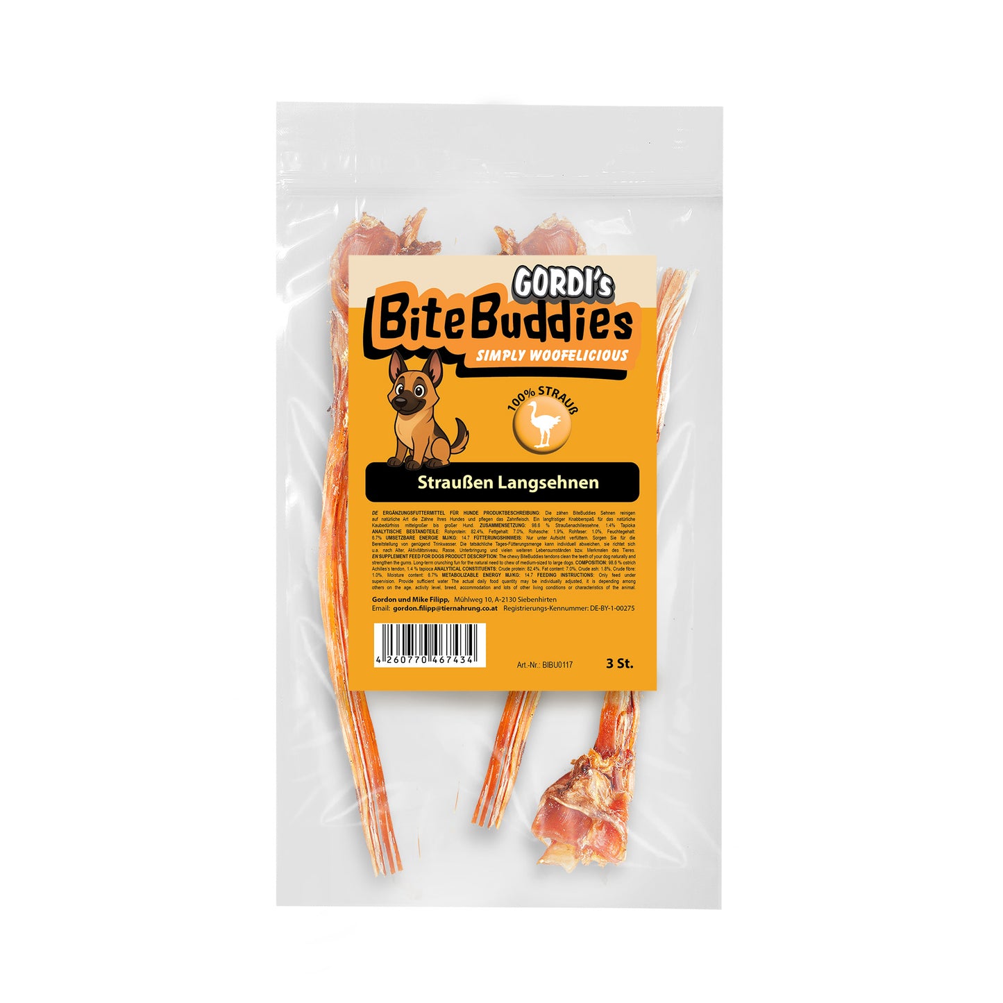 Straussen Langsehnen zum Kauen für Hunde