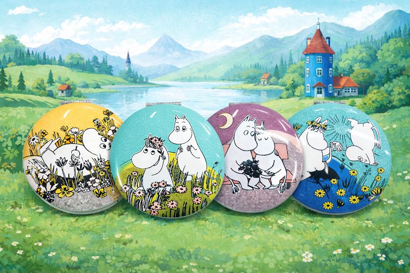 Taschenspiegel Mumin 4 Varianten mit verschiedenen Motiven