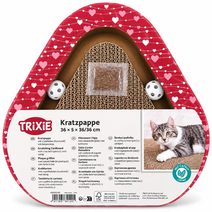 Trixie Kratzpappe Herz mit Spielbällen und Katzenminze rot