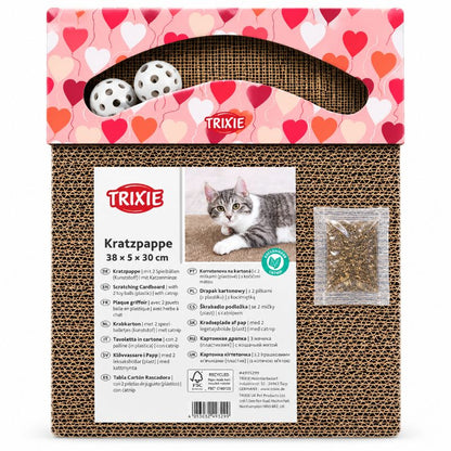 Trixie Kratzpappe mit Spielbällen und Katzenminze rosa