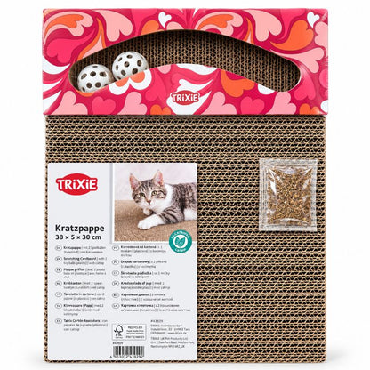 Trixie Kratzpappe mit Spielbällen und Katzenminze rot