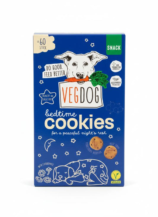 Vegdog Bedtime Cookies 400g Hundesnacks Kekse zum Entspannen 