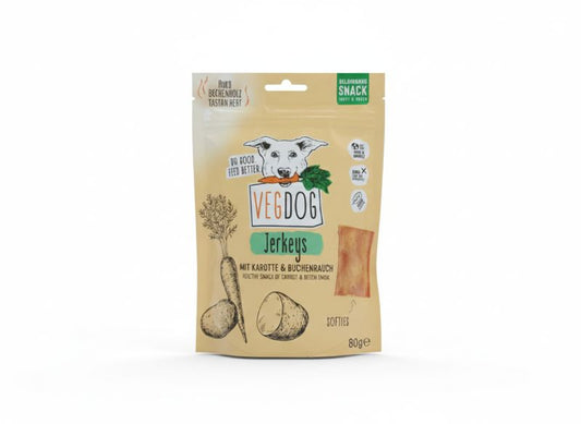 Vegdog Jerkeys 80g vegetarische Snacks für Hunde 